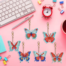 Load image into Gallery viewer, 6PCS Double Sided Special Shape Diamond Art Keyring (Garden Butterfly)