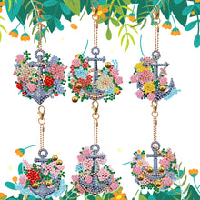 Load image into Gallery viewer, 6PCS Double Sided Special Shape Diamond Art Keyring (Flower Anchor)
