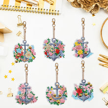 Load image into Gallery viewer, 6PCS Double Sided Special Shape Diamond Art Keyring (Flower Anchor)
