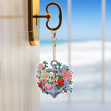 Load image into Gallery viewer, 6PCS Double Sided Special Shape Diamond Art Keyring (Flower Anchor)