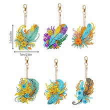 Load image into Gallery viewer, 6PCS Double Sided Special Shape Diamond Art Keyring (Flower Feather)