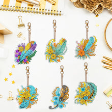 Load image into Gallery viewer, 6PCS Double Sided Special Shape Diamond Art Keyring (Flower Feather)