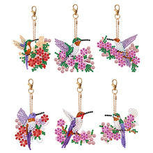 Load image into Gallery viewer, 6PCS Double Sided Special Shape Diamond Art Keyring (Flower Hummingbird)