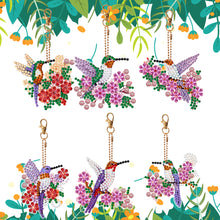 Load image into Gallery viewer, 6PCS Double Sided Special Shape Diamond Art Keyring (Flower Hummingbird)