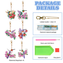 Load image into Gallery viewer, 6PCS Double Sided Special Shape Diamond Art Keyring (Flower Hummingbird)