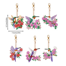 Load image into Gallery viewer, 6PCS Double Sided Special Shape Diamond Art Keyring (Flower Hummingbird)