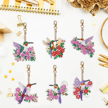 Load image into Gallery viewer, 6PCS Double Sided Special Shape Diamond Art Keyring (Flower Hummingbird)