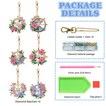 Load image into Gallery viewer, 6PCS Double Sided Special Shape Diamond Art Keyring (Flower Rudder)