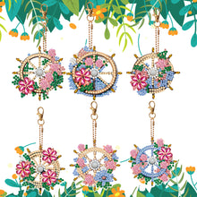 Load image into Gallery viewer, 6PCS Double Sided Special Shape Diamond Art Keyring (Flower Rudder)