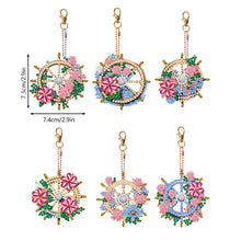 Load image into Gallery viewer, 6PCS Double Sided Special Shape Diamond Art Keyring (Flower Rudder)