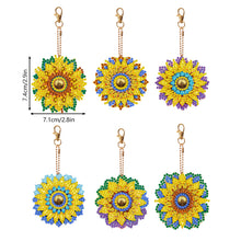 Load image into Gallery viewer, 6PCS Double Sided Special Shape Diamond Art Keyring (Sunflower Mandala)