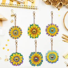 Load image into Gallery viewer, 6PCS Double Sided Special Shape Diamond Art Keyring (Sunflower Mandala)