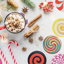 Load image into Gallery viewer, 8PCS Diamond Painting Art Coaster Kit with Holder (Christmas Candy)