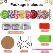 Load image into Gallery viewer, 8PCS Diamond Painting Art Coaster Kit with Holder (Christmas Candy)