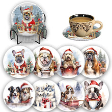 Load image into Gallery viewer, 8PCS Diamond Painting Art Coaster Kit with Holder (Christmas Puppy)