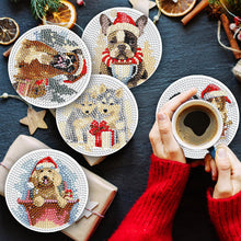 Load image into Gallery viewer, 8PCS Diamond Painting Art Coaster Kit with Holder (Christmas Puppy)