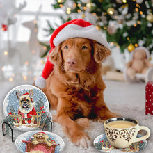Load image into Gallery viewer, 8PCS Diamond Painting Art Coaster Kit with Holder (Christmas Puppy)