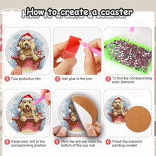 Load image into Gallery viewer, 8PCS Diamond Painting Art Coaster Kit with Holder (Christmas Puppy)