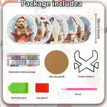 Load image into Gallery viewer, 8PCS Diamond Painting Art Coaster Kit with Holder (Christmas Puppy)