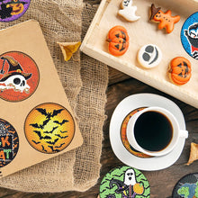 Load image into Gallery viewer, 8PCS Diamond Painting Coasters Kits with Holder (Halloween Character)