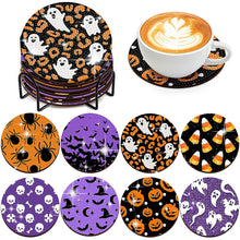 Load image into Gallery viewer, 8PCS Diamond Painting Coasters Kits with Holder (Halloween Pattern)