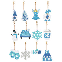 Load image into Gallery viewer, 12PCS Double Sided Special Shape Diamond Painting Art Keychain Pendant Snowflake