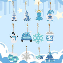 Load image into Gallery viewer, 12PCS Double Sided Special Shape Diamond Painting Art Keychain Pendant Snowflake