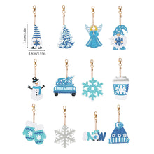 Load image into Gallery viewer, 12PCS Double Sided Special Shape Diamond Painting Art Keychain Pendant Snowflake