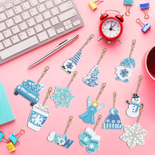 Load image into Gallery viewer, 12PCS Double Sided Special Shape Diamond Painting Art Keychain Pendant Snowflake