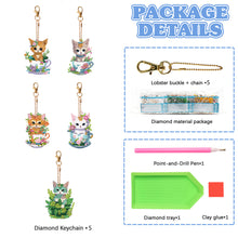 Load image into Gallery viewer, 5PCS Double Sided Diamond Art Keyring Cup Cat for Adult Kid Purse Handbag Decor