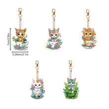 Load image into Gallery viewer, 5PCS Double Sided Diamond Art Keyring Cup Cat for Adult Kid Purse Handbag Decor