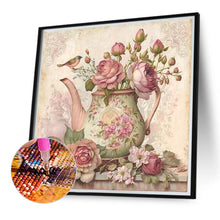 Load image into Gallery viewer, Diamond Painting - Full Round - Pink flower teapot (40*40CM)