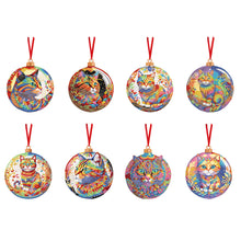 Load image into Gallery viewer, 8PCS Double Sided Diamond Drawing Hanging Ornament Colourful Cat 12x12cm
