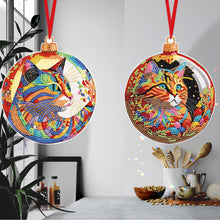 Load image into Gallery viewer, 8PCS Double Sided Diamond Drawing Hanging Ornament Colourful Cat 12x12cm