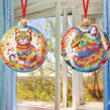 Load image into Gallery viewer, 8PCS Double Sided Diamond Drawing Hanging Ornament Colourful Cat 12x12cm