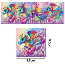 Load image into Gallery viewer, 4PCS Special Shape+Round Diamond Painting Bookmark Kits Kits(Rainbow Pteranodon)