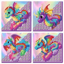 Load image into Gallery viewer, 4PCS Special Shape+Round Diamond Painting Bookmark Kits Kits(Rainbow Pteranodon)