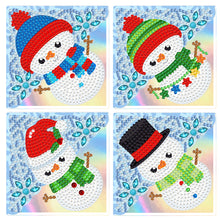 Load image into Gallery viewer, 4PCS Special Shape+Round Diamond Painting Bookmark Kits Kits(Cartoon Snowman #6)