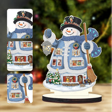 Load image into Gallery viewer, Christmas Snowman Wooden Desktop Diamond Painting Ornament (#2)