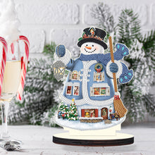 Load image into Gallery viewer, Christmas Snowman Wooden Desktop Diamond Painting Ornament (#2)
