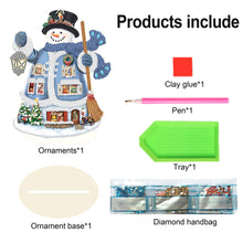 Load image into Gallery viewer, Christmas Snowman Wooden Desktop Diamond Painting Ornament (#2)