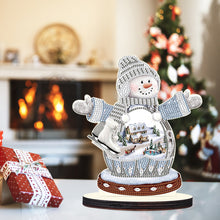Load image into Gallery viewer, Christmas Snowman Wooden Desktop Diamond Painting Ornament (#5)