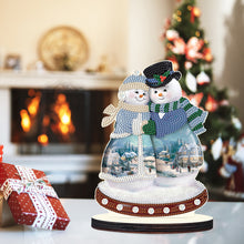 Load image into Gallery viewer, Christmas Snowman Wooden Desktop Diamond Painting Ornament (#7)