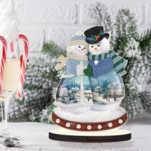 Load image into Gallery viewer, Christmas Snowman Wooden Desktop Diamond Painting Ornament (#7)