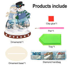 Load image into Gallery viewer, Christmas Snowman Wooden Desktop Diamond Painting Ornament (#7)