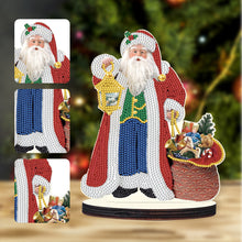 Load image into Gallery viewer, Wooden Desktop Diamond Painting Ornament Diamond Table Decor (Santa #1)