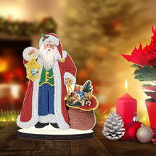 Load image into Gallery viewer, Wooden Desktop Diamond Painting Ornament Diamond Table Decor (Santa #1)