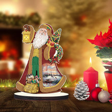 Load image into Gallery viewer, Wooden Desktop Diamond Painting Ornament Diamond Table Decor (Santa #2)