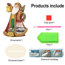 Load image into Gallery viewer, Wooden Desktop Diamond Painting Ornament Diamond Table Decor (Santa #2)