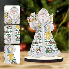 Load image into Gallery viewer, Wooden Desktop Diamond Painting Ornament Diamond Table Decor (Santa #3)
